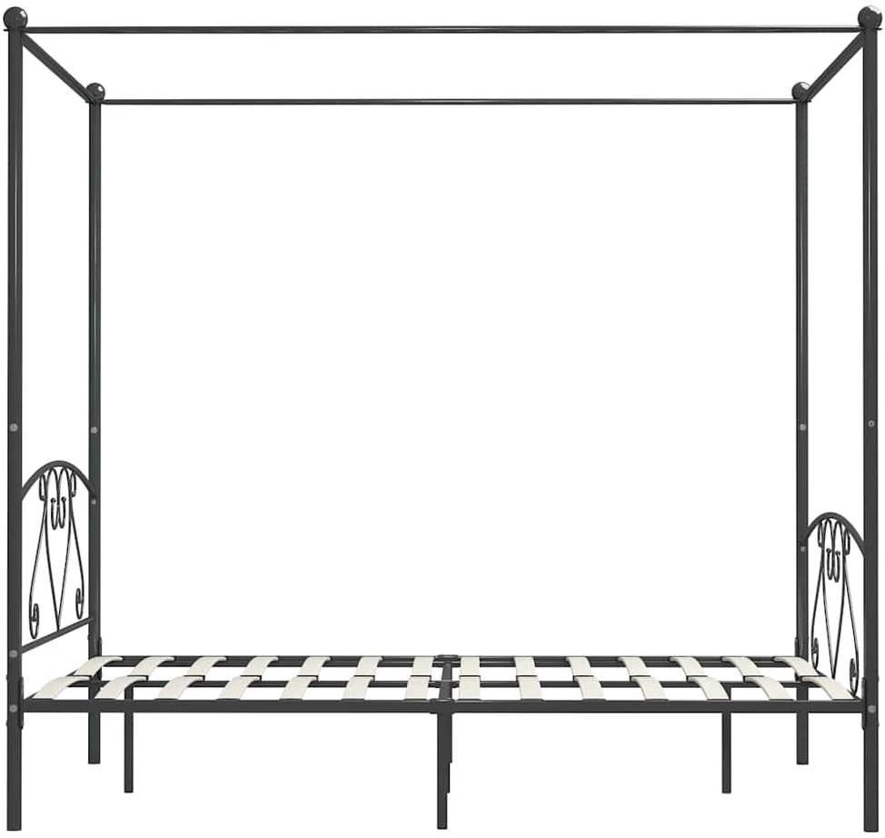 Lova su baldakimu, pilkos spalvos, 140x200cm, metalas