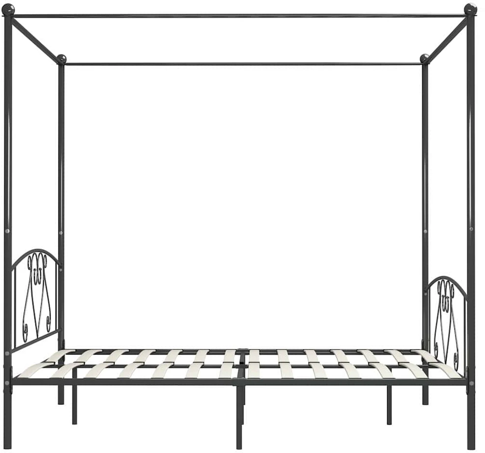 Lova su baldakimu, pilkos spalvos, 200x200cm, metalas