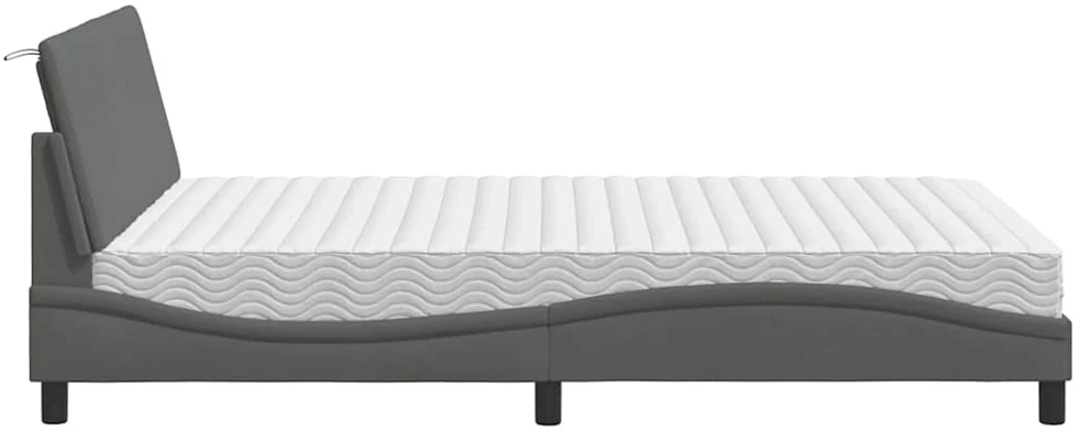 Lova su čiužiniu, Hanko, tamsiai pilkos spalvos, 120x200cm, audinys