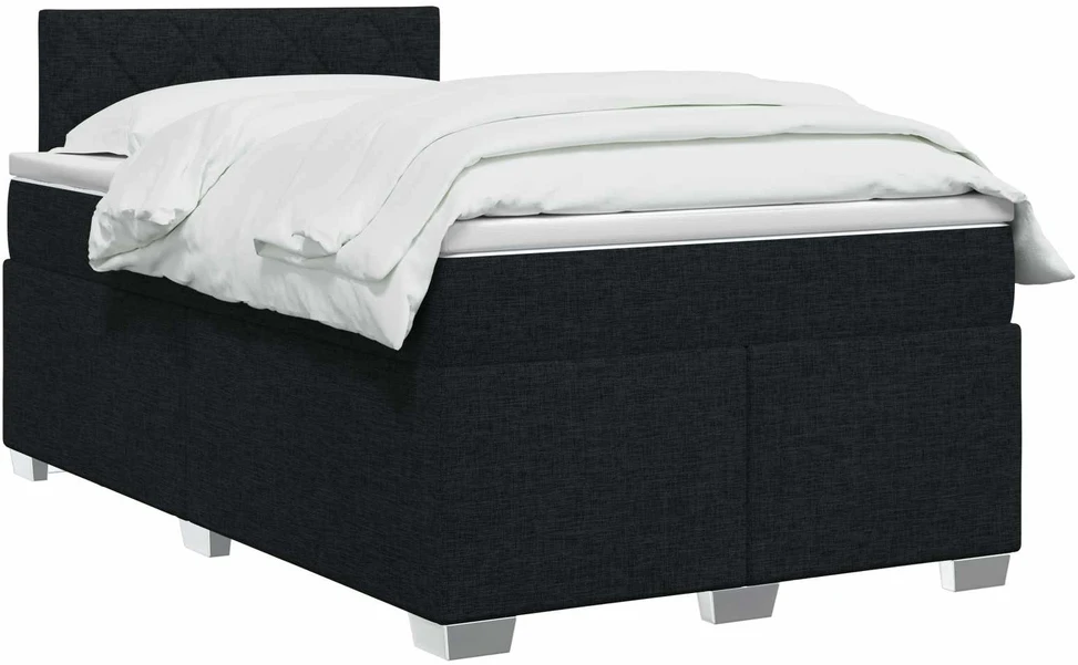 Lova su čiužiniu ir LED apšvietimu Juoda 120 x 190 cm Audinys