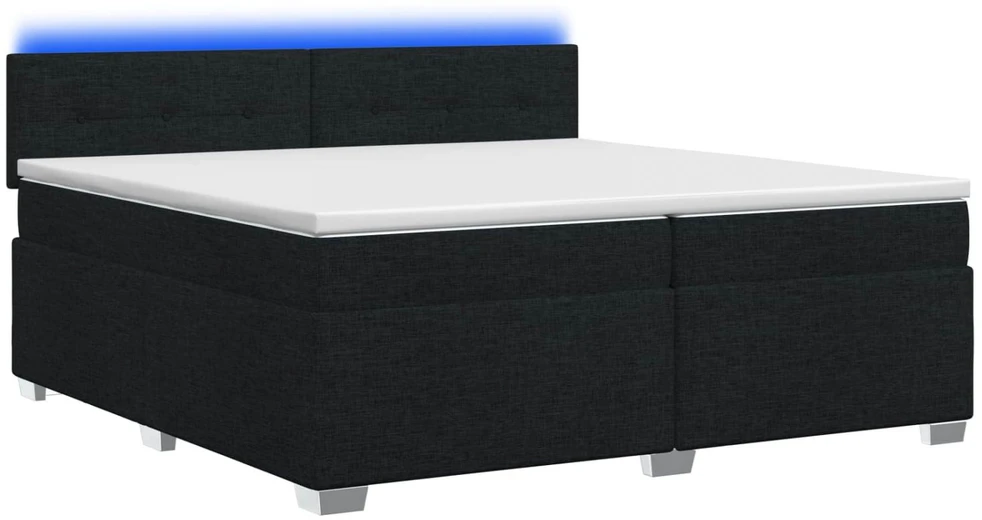 Lova su čiužiniu ir LED apšvietimu Juoda 200 x 200 cm Audinys