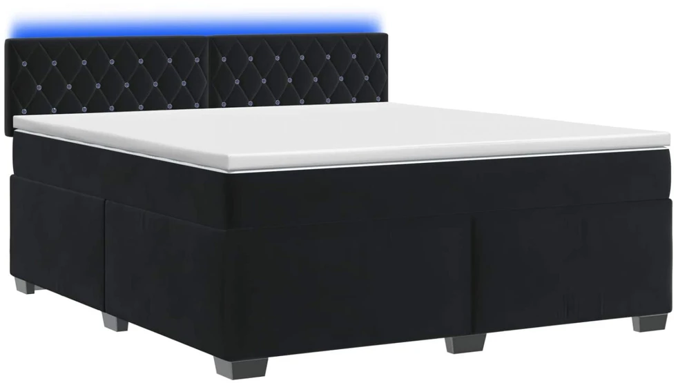 Lova su čiužiniu ir LED apšvietimu Juoda 160 x 200 cm Aksomas