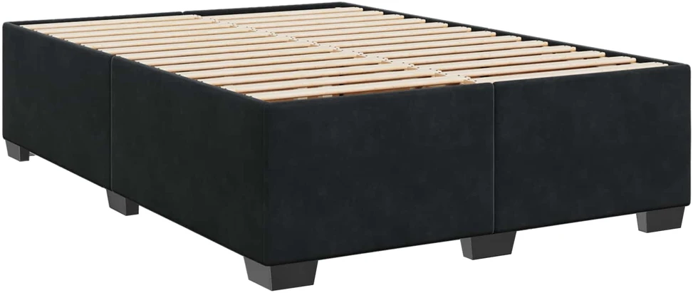 Lova su čiužiniu ir LED apšvietimu Juoda 160 x 200 cm Aksomas