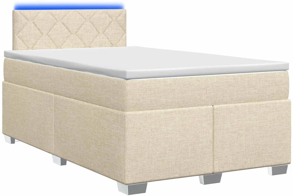 Lova su čiužiniu ir LED apšvietimu Kreminė 120 x 200 cm Audinys
