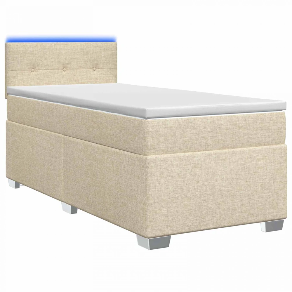 Lova su čiužiniu ir LED apšvietimu Kreminė 90 x 200 cm Audinys