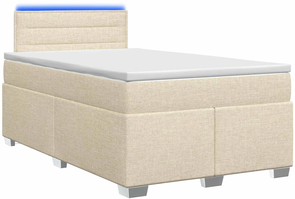 Lova su čiužiniu ir LED apšvietimu Kreminė 120 x 200 cm Audinys
