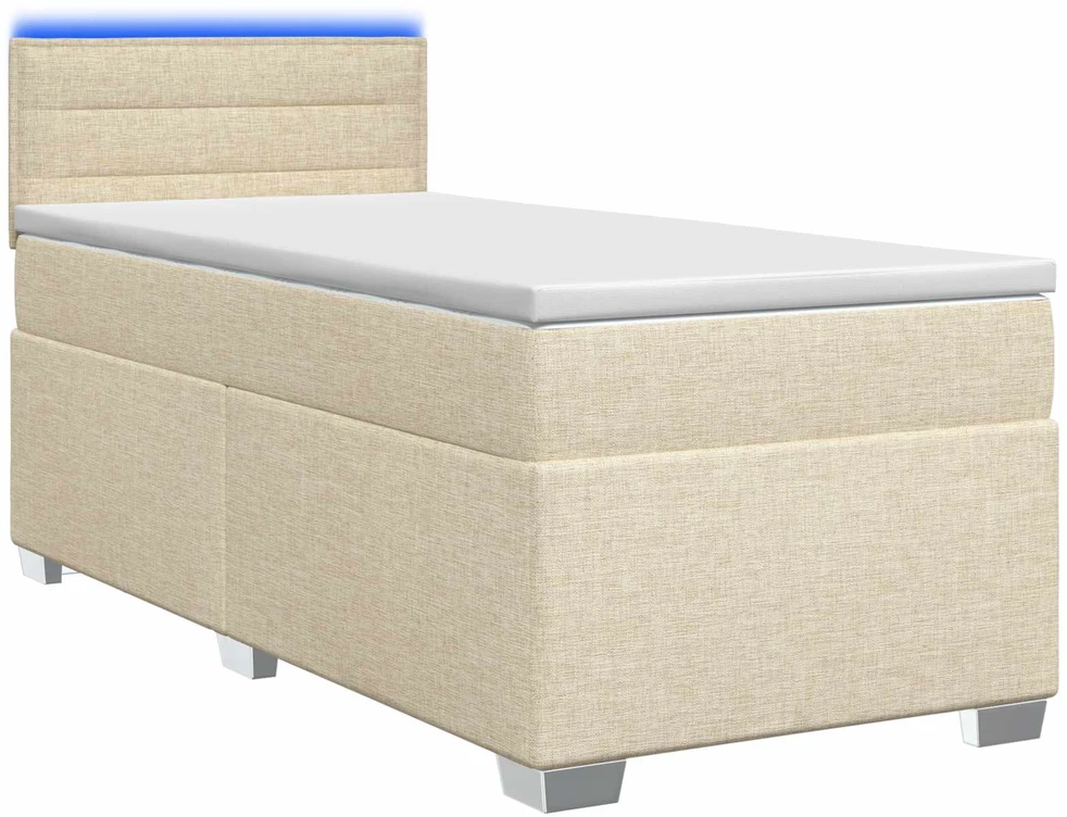 Lova su čiužiniu ir LED apšvietimu Kreminė 80 x 200 cm Audinys