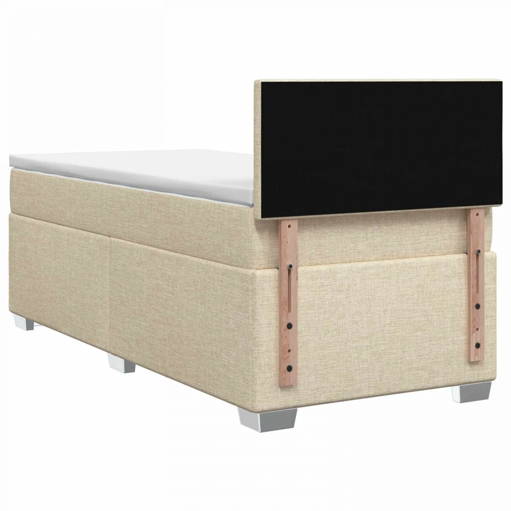 Lova su čiužiniu ir LED apšvietimu Kreminė 80 x 200 cm Audinys