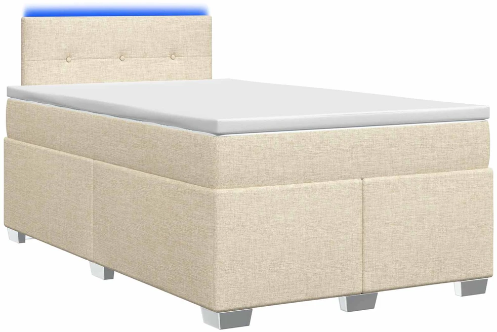 Lova su čiužiniu ir LED apšvietimu Kreminė 120 x 200 cm Audinys