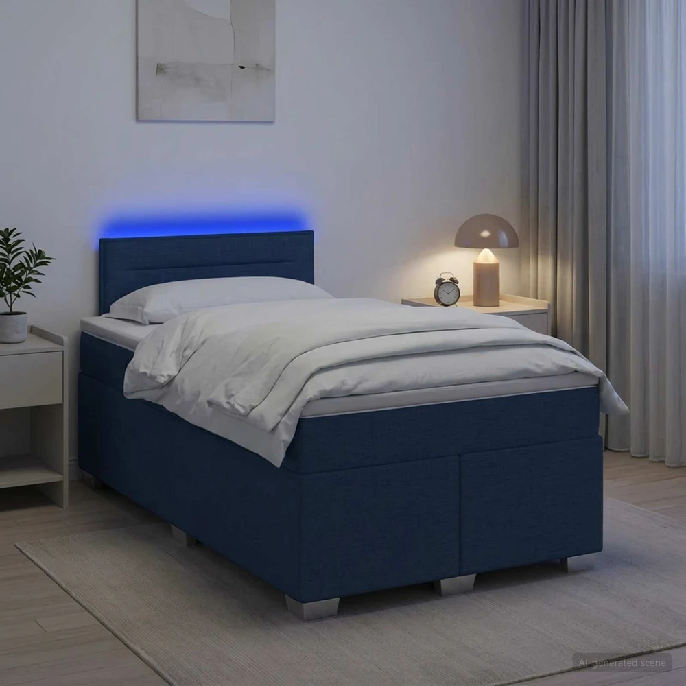 Lova su čiužiniu ir LED apšvietimu Mėlyna 120 x 200 cm Audinys