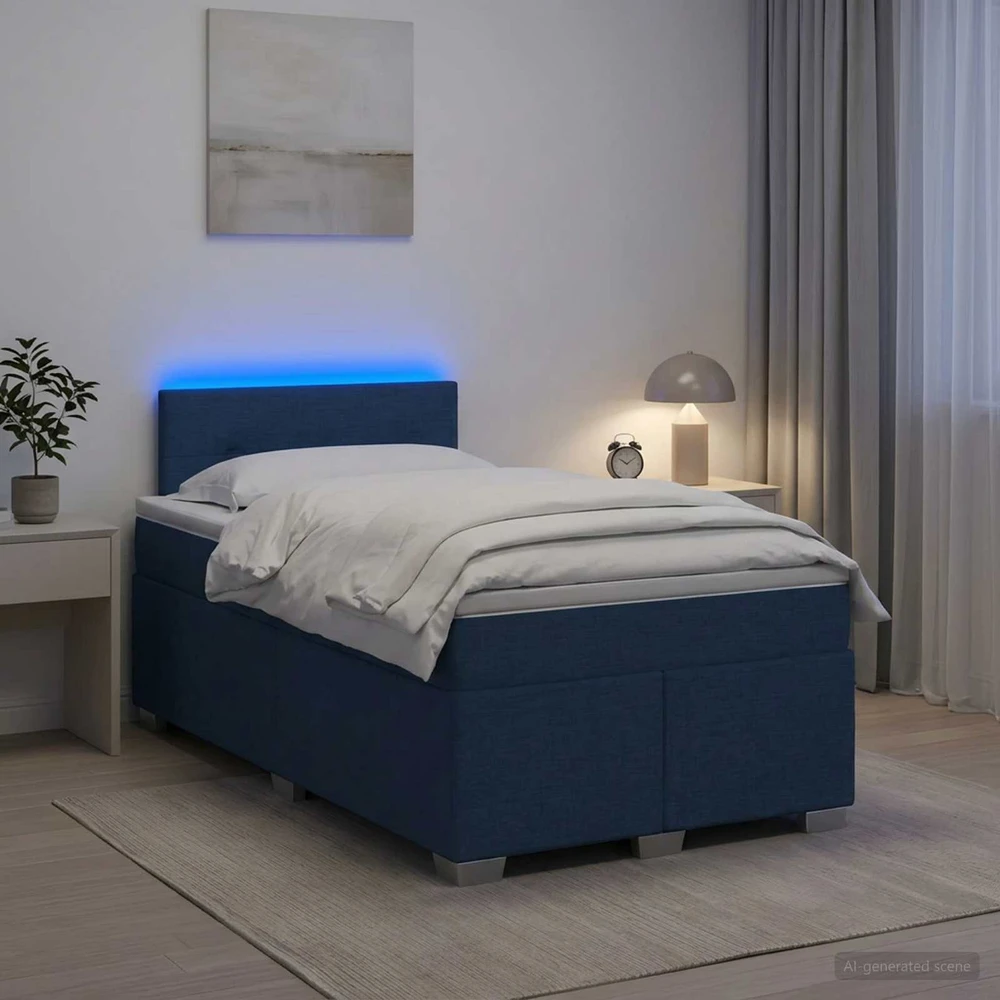 Lova su čiužiniu ir LED apšvietimu Mėlyna 120 x 200 cm Audinys