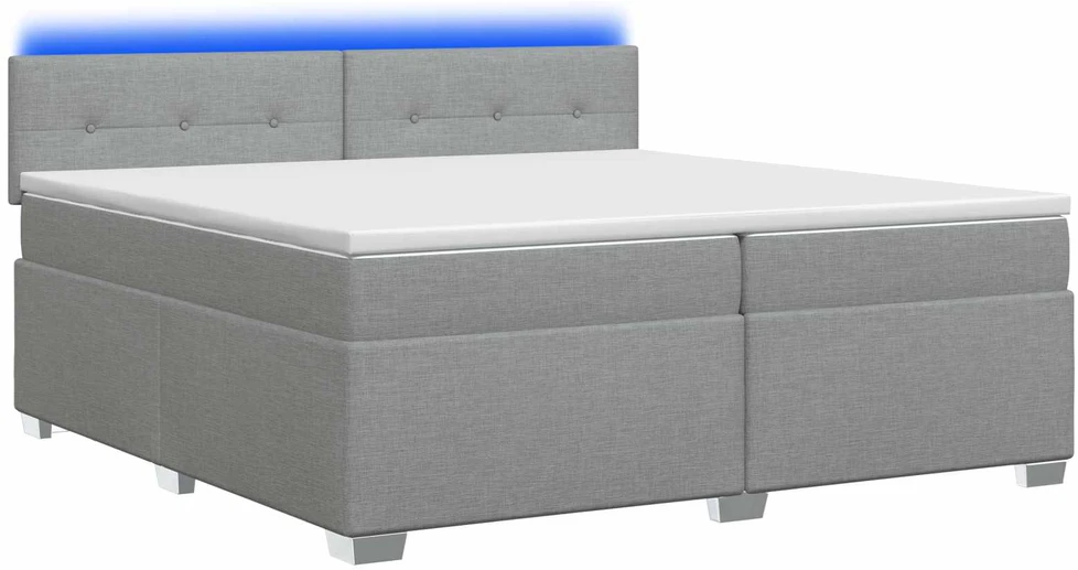 Lova su čiužiniu ir LED apšvietimu Šviesiai pilka 200 x 200 cm