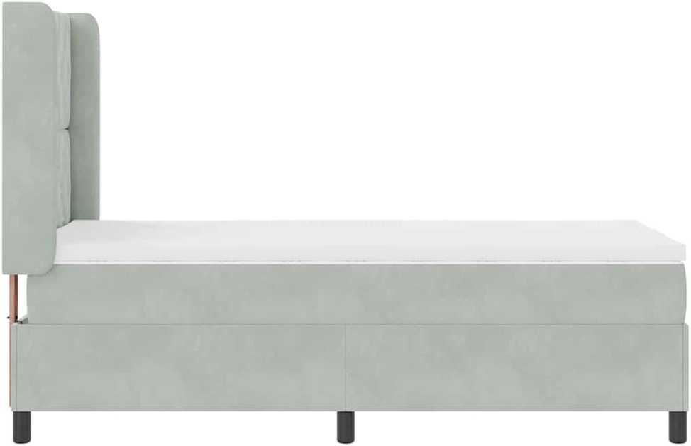 Kiemas lova su čiužiniu Šviesiai pilka 90 x 200 cm Aksomas