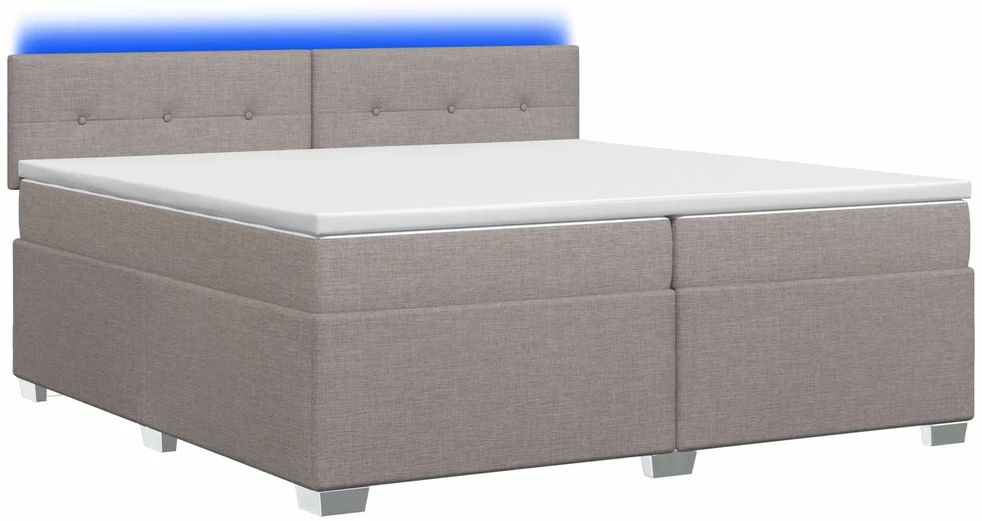 Lova su čiužiniu ir LED apšvietimu Taupe 200 x 200 cm Audinys