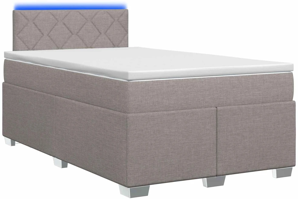 Lova su čiužiniu ir LED apšvietimu Taupe 120 x 200 cm Audinys