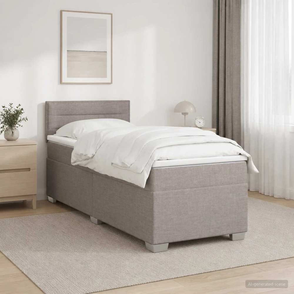 Lova su čiužiniu ir LED apšvietimu Taupe 90 x 190 cm Audinys