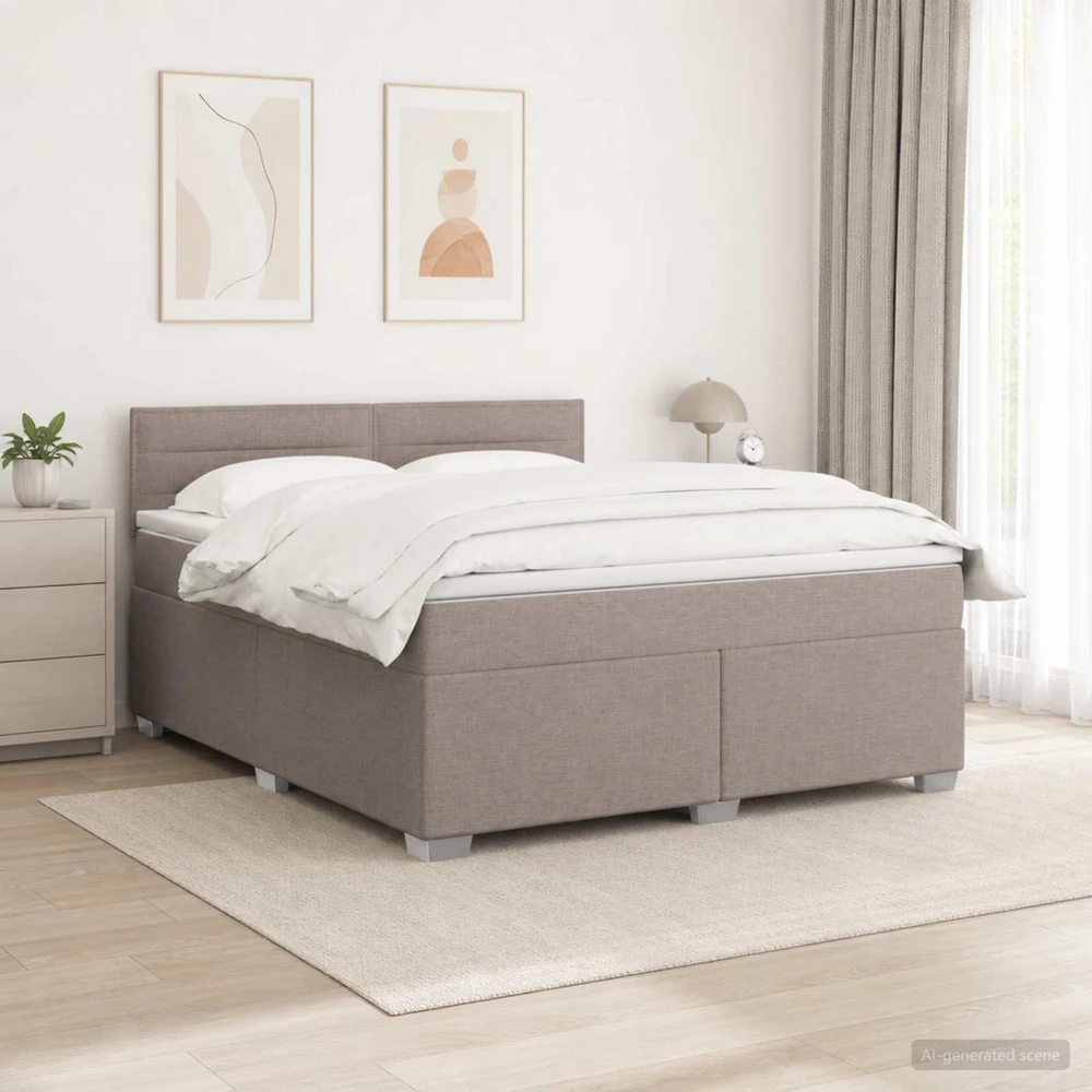 Lova su čiužiniu ir LED apšvietimu Taupe 160 x 200 cm Audinys