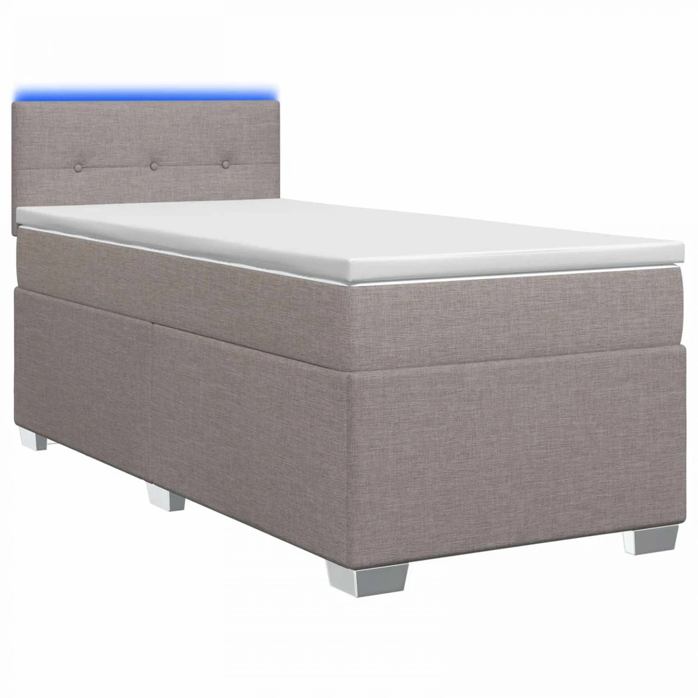 Lova su čiužiniu ir LED apšvietimu Taupe 90 x 200 cm Audinys