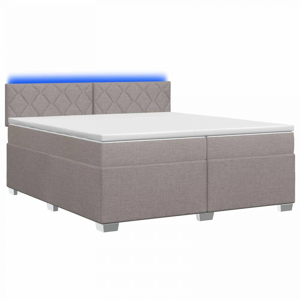 Lova su čiužiniu ir LED apšvietimu Taupe 200 x 200 cm Audinys