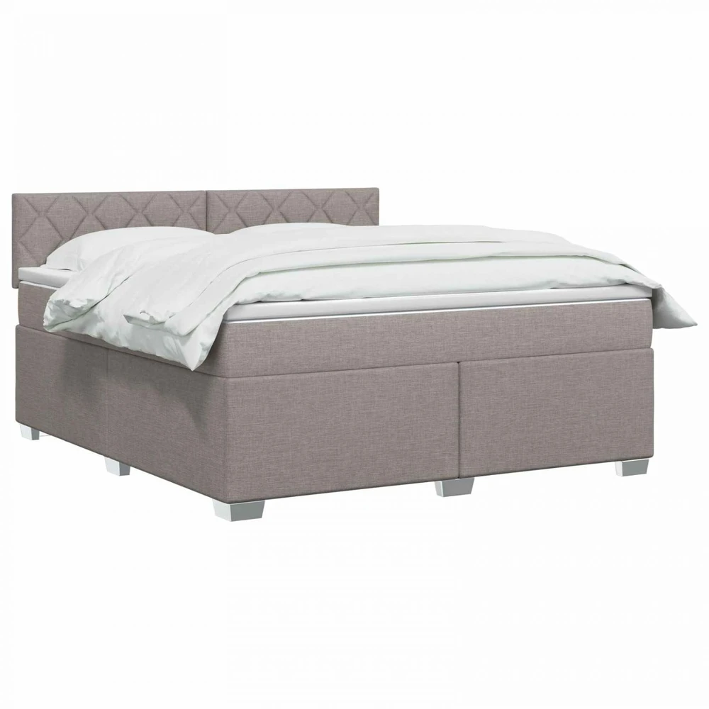 Lova su čiužiniu ir LED apšvietimu Taupe 160 x 200 cm Audinys