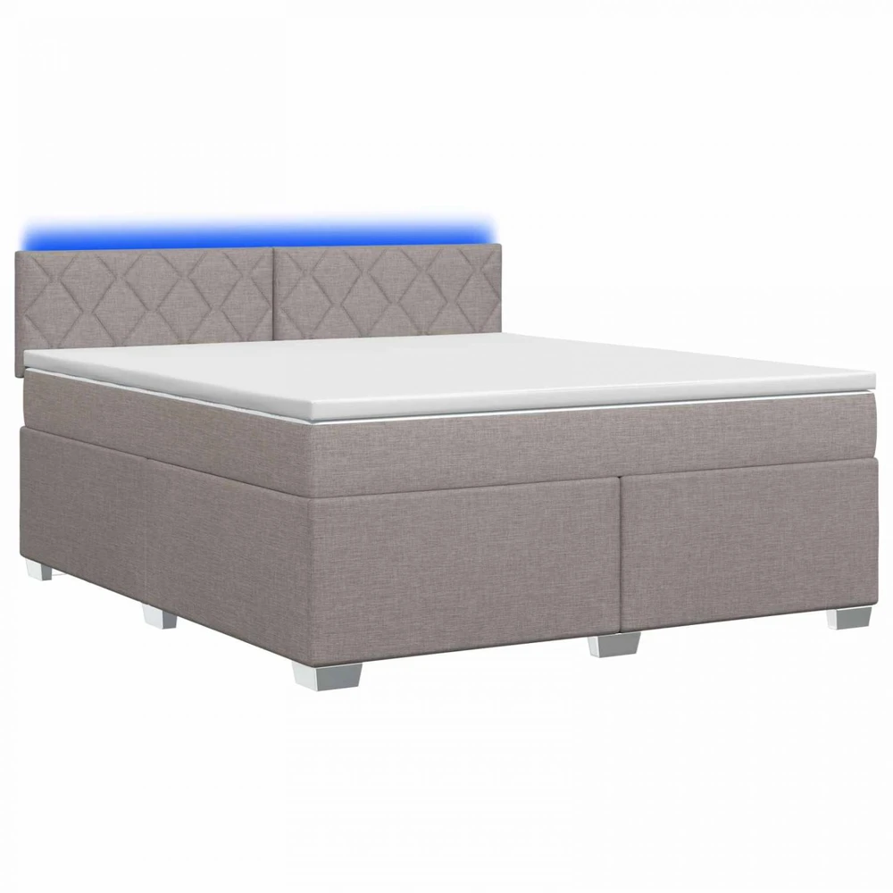 Lova su čiužiniu ir LED apšvietimu Taupe 180 x 200 cm Audinys