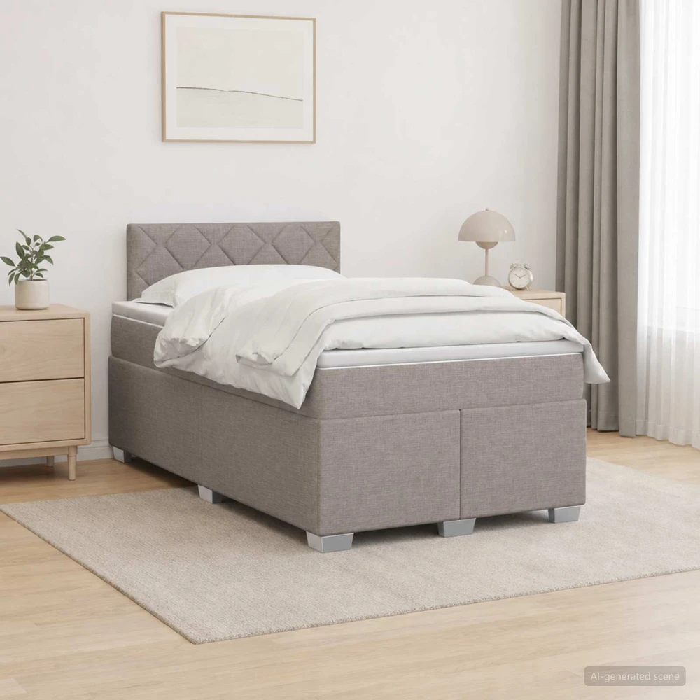 Lova su čiužiniu ir LED apšvietimu Taupe 120 x 200 cm Audinys