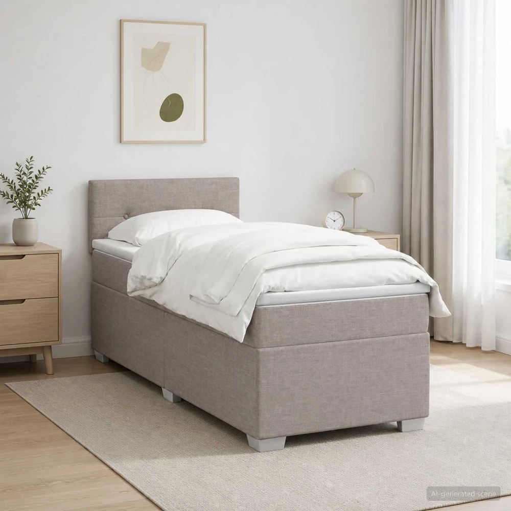 Lova su čiužiniu ir LED apšvietimu Taupe 80 x 200 cm Audinys