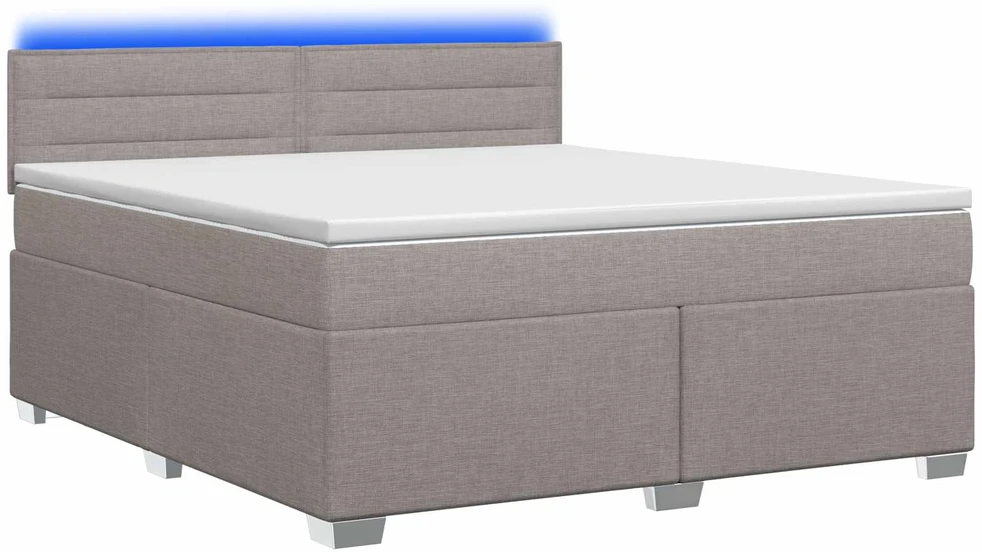 Lova su čiužiniu ir LED apšvietimu Taupe 140 x 190 cm Audinys