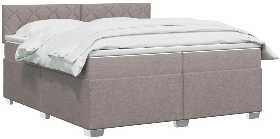 Lova su čiužiniu ir LED apšvietimu Taupe 200 x 200 cm Audinys