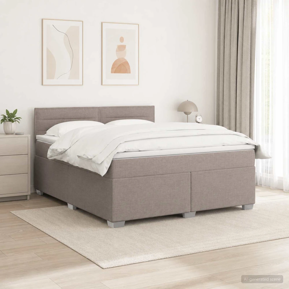 Lova su čiužiniu ir LED apšvietimu Taupe 140 x 190 cm Audinys