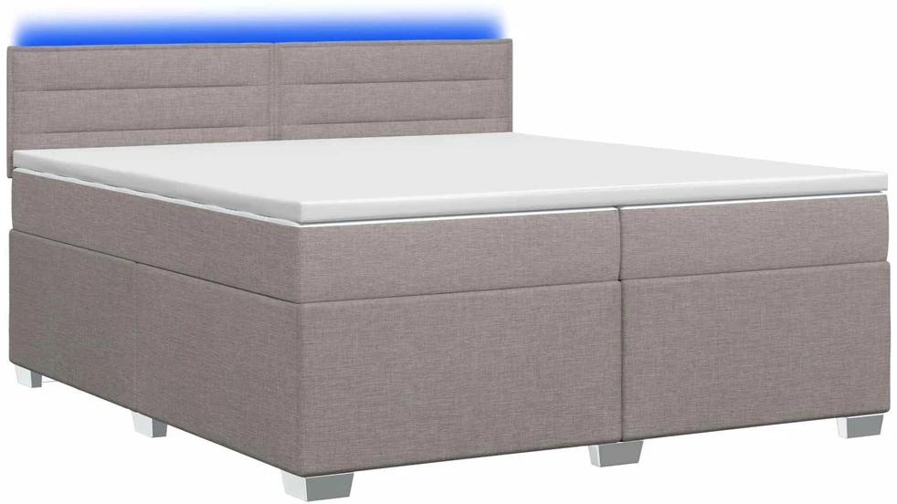 Lova su čiužiniu ir LED apšvietimu Taupe 200 x 200 cm Audinys