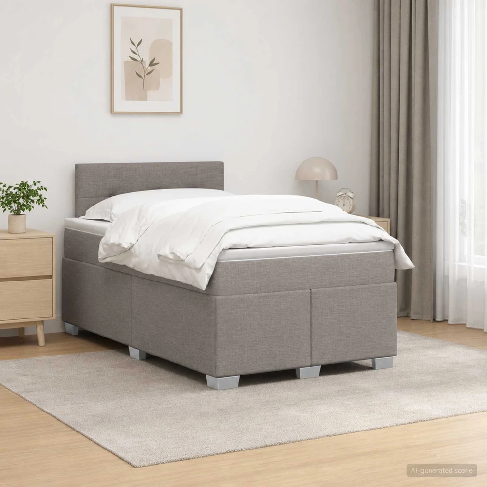 Lova su čiužiniu ir LED apšvietimu Taupe 120 x 190 cm Audinys
