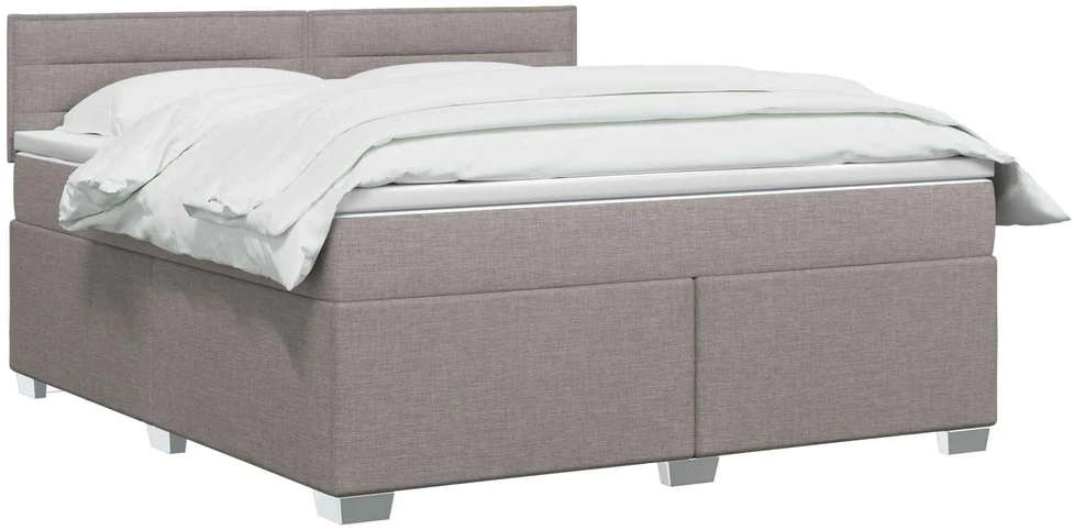 Lova su čiužiniu ir LED apšvietimu Taupe 140 x 190 cm Audinys