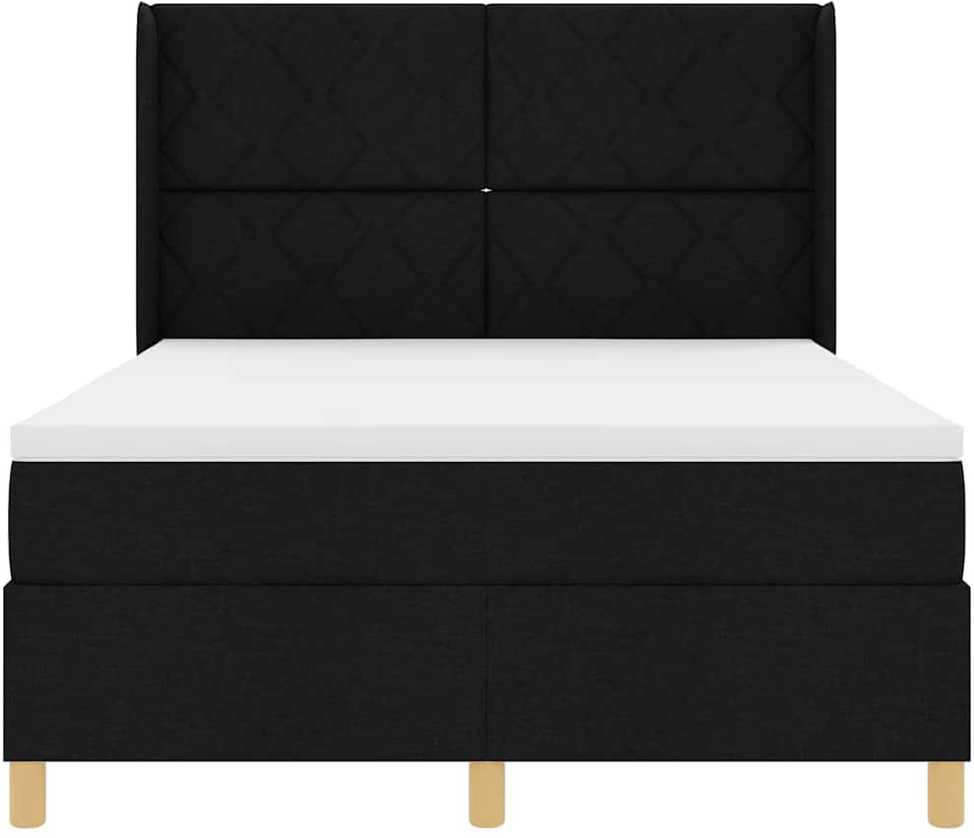Kiemas lova su LED juostelėmis Juoda 140 x 200 cm audinys