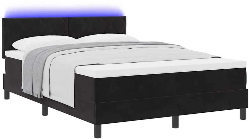 LED Čiužinio Lova su galvūgalio Juoda 140 x 200 cm Aksomas