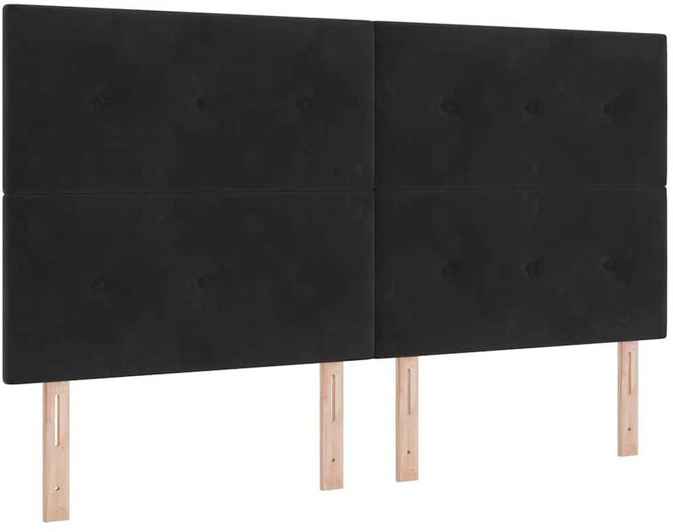 LED Čiužinio Lova su galvūgalio Juodas 180 x 200 cm Aksomas
