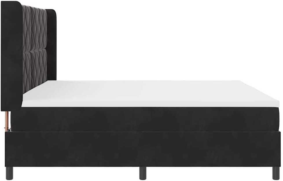 Kiemas lova su LED juostelėmis Juoda 200 x 200 cm Aksomas
