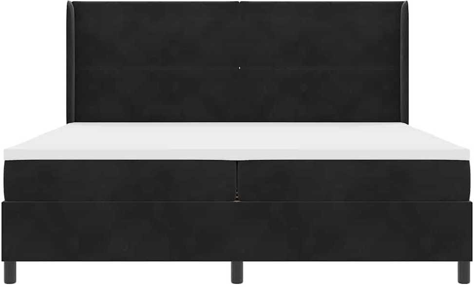 Kiemas lova su LED juostelėmis Juoda 200 x 200 cm Aksomas