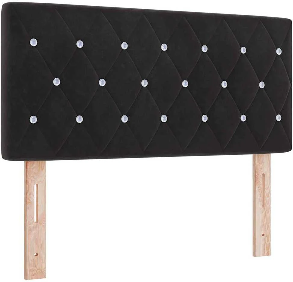 LED Čiužinio Lova su galvūgalio Juoda 90 x 200 cm Aksomas
