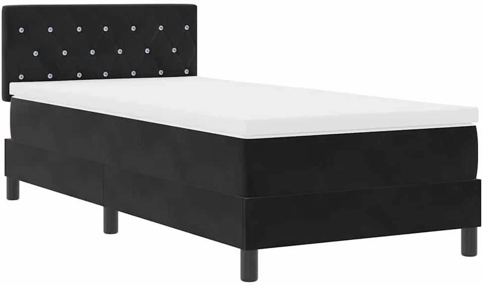 LED Čiužinio Lova su galvūgalio Juoda 90 x 200 cm Aksomas