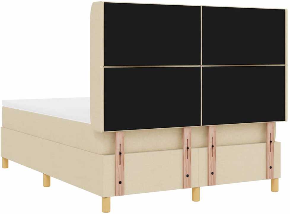 Kiemas lova su LED juostelėmis Kreminė 140 x 200 cm audinys