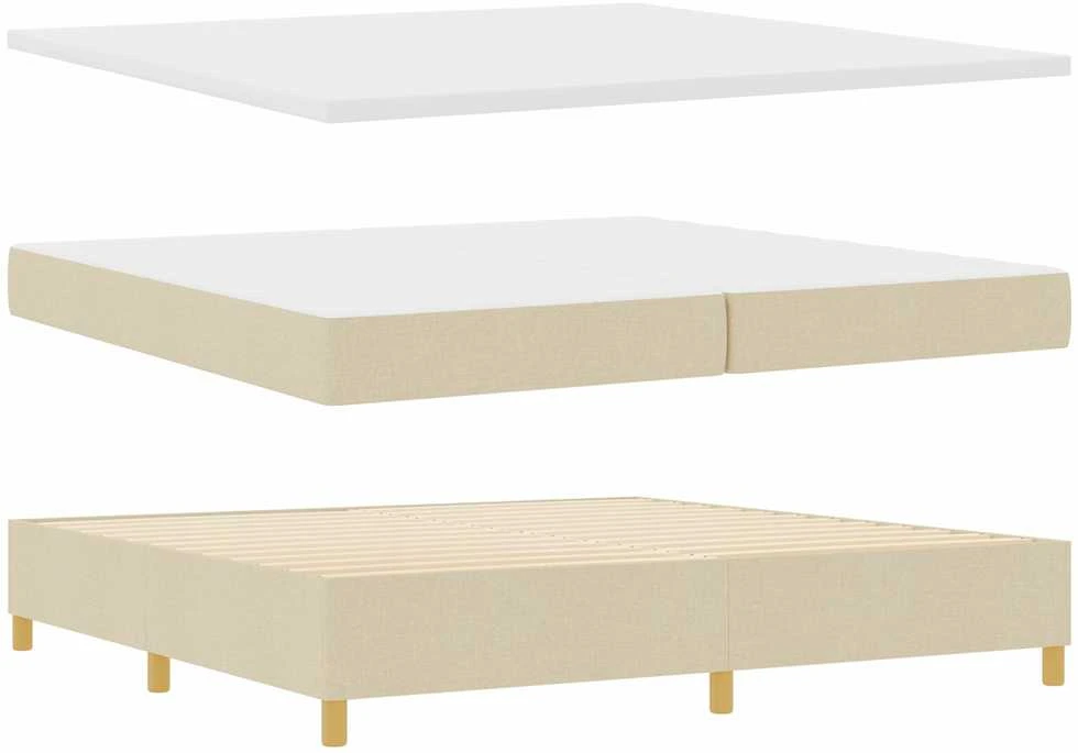 Kiemas lova su LED juostelėmis Kreminė 200 x 200 cm audinys