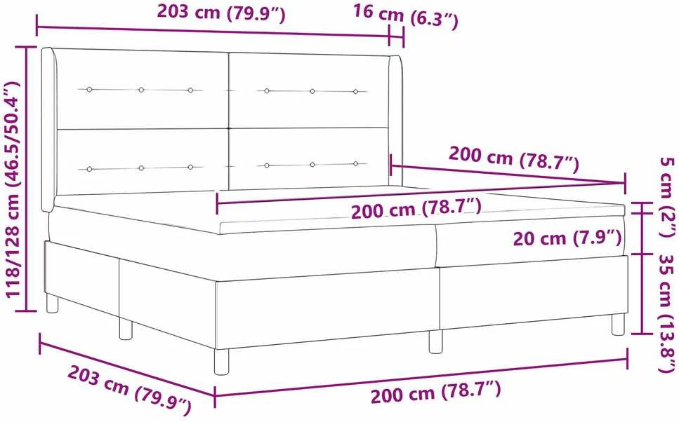 Kiemas lova su LED juostelėmis Kreminė 200 x 200 cm audinys
