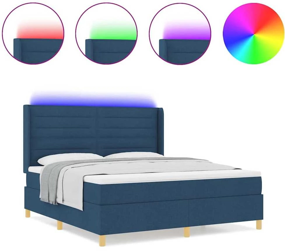 Kiemas lova su LED juostelėmis Mėlyna 180 x 200 cm audinys
