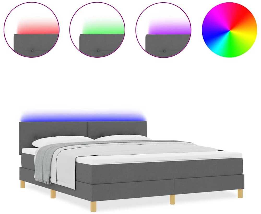 LED Čiužinio Lova Tamsiai pilka 180 x 200 cm audinys