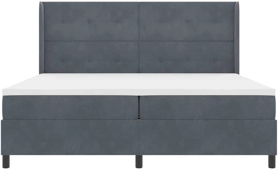 Kiemas lova su galvūgalio Tamsiai pilka 200 x 200 cm Aksomas