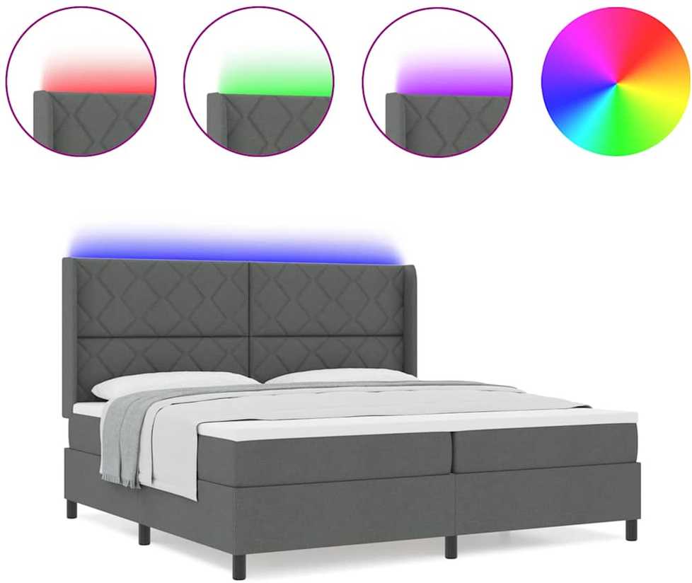 LED Čiužinio Lova Tamsiai pilka 200 x 200 cm audinys