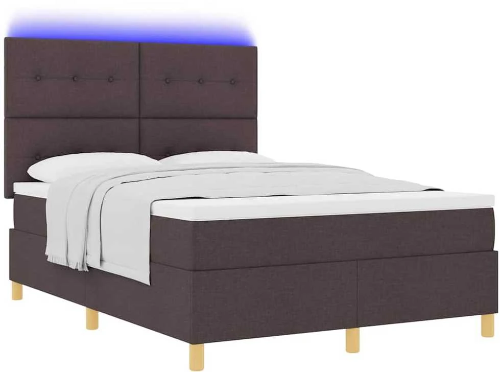 LED Čiužinio Lova Tamsiai rudas 160 x 200 cm audinys