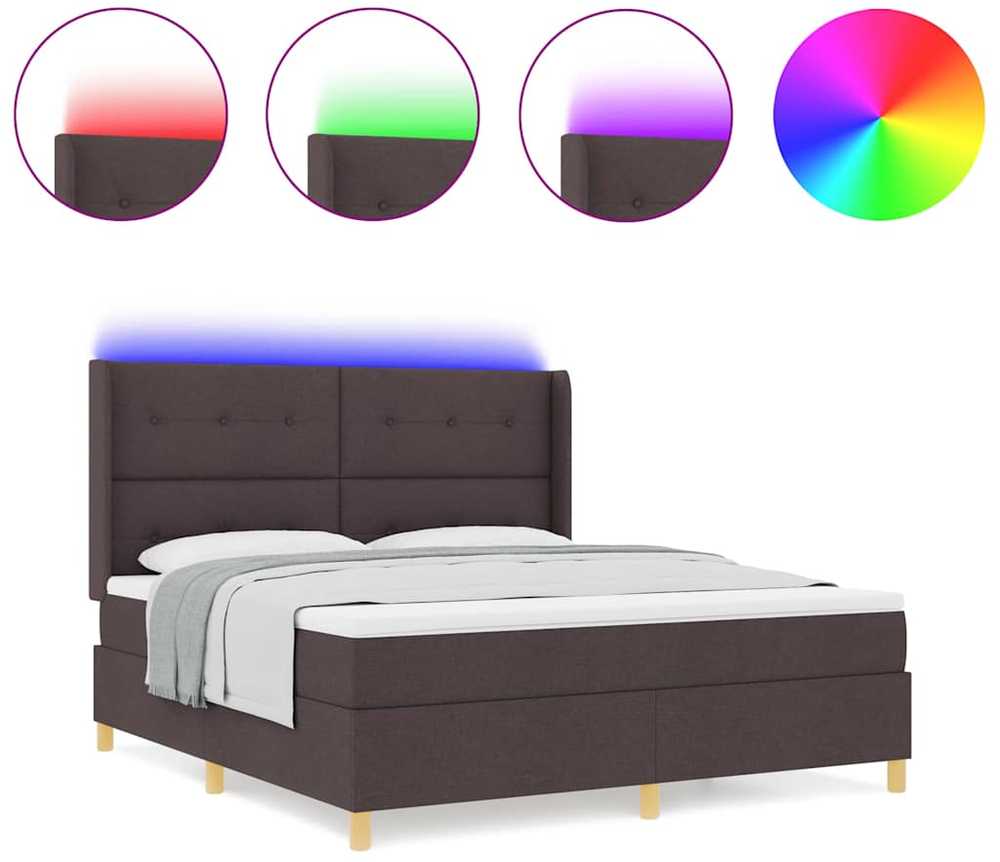 Kiemas lova su LED juostelėmis Ruda 180 x 200 cm audinys