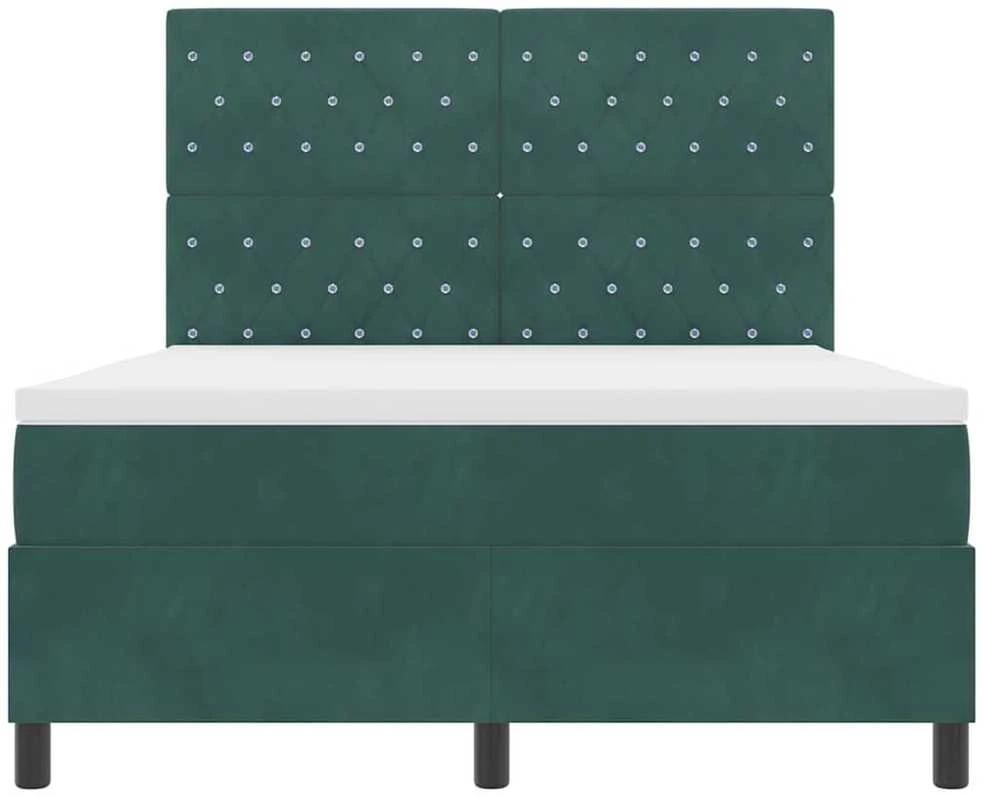 LED Čiužinio Lova Tamsiai žalia 140 x 190 cm Aksomas